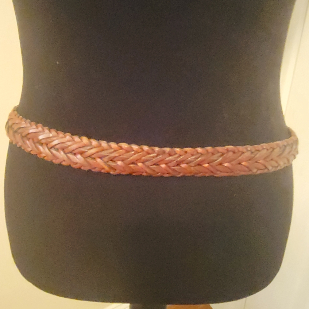 Coach Woven Leather British Tan Belt Size 38 - Picture 2 of 6